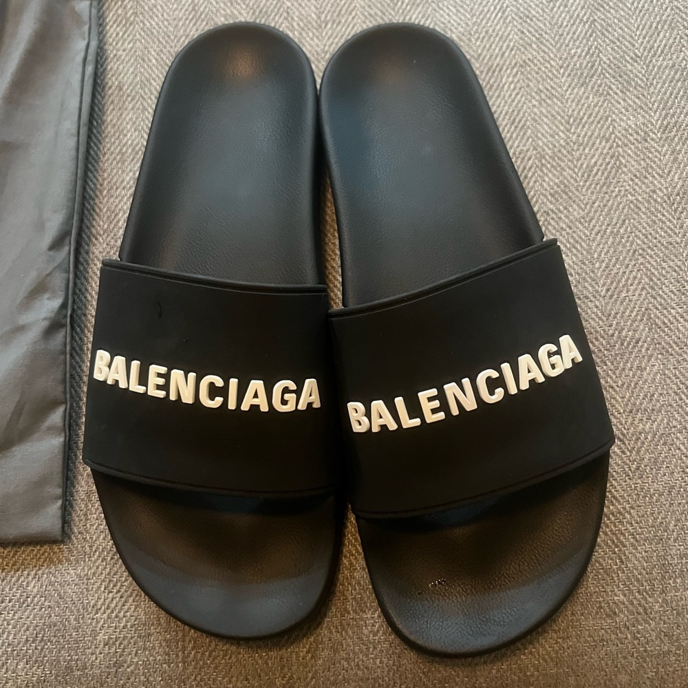 Balenciaga Black Logo Slides